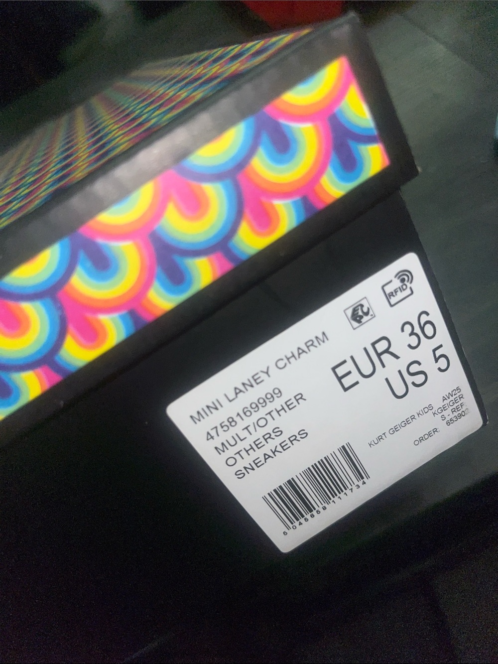 Kurt Geiger Black Sneakers with Rainbow Metallic Accents - Picture 8 of 8